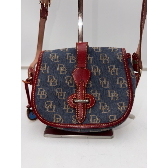 Dooney & Bourke Handbags - Dooney & Bourke Vintage Monogram Denim Leather Crossbody Bag Blue Red J92050